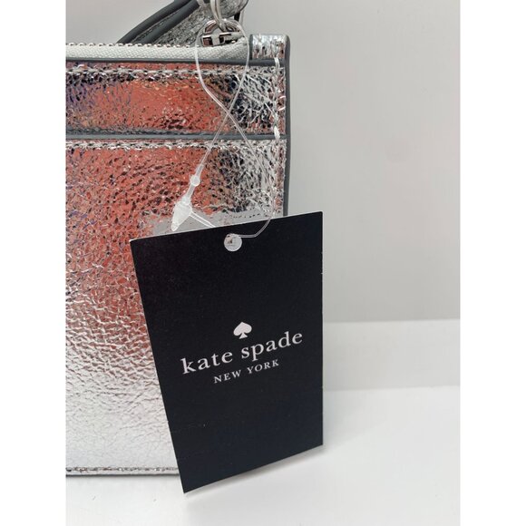 Kate Spade New York Metallic Silver Leather Wristlet Clutch - Picture 1 of 5
